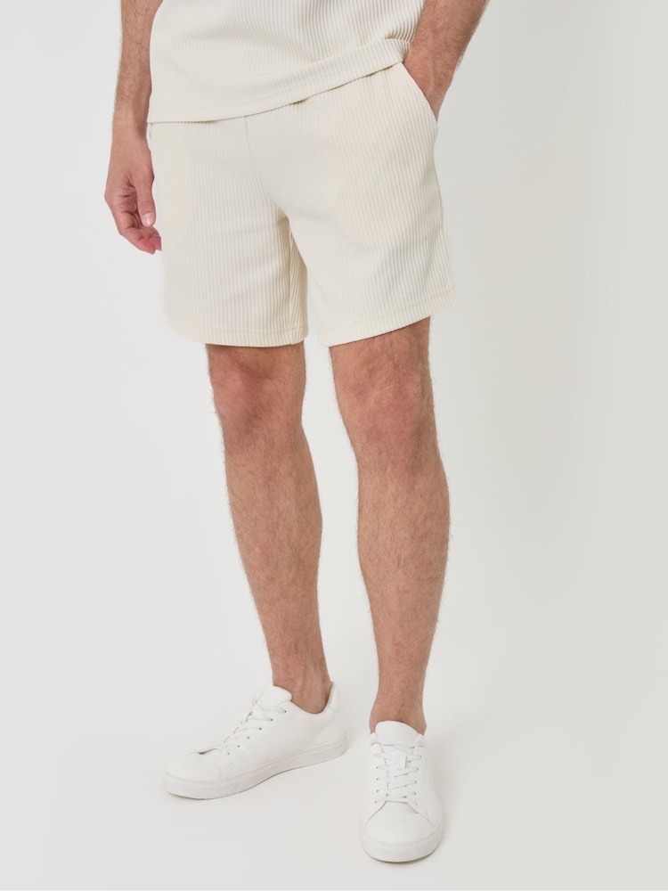 Threadbare Cream Ribbed Shorts - Image 2 of 4