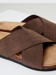Threadbare Brown Faux Suede Cross Strap Sandals - Image 3 of 4