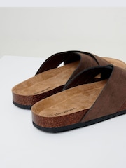 Threadbare Brown Faux Suede Cross Strap Sandals - Image 4 of 4
