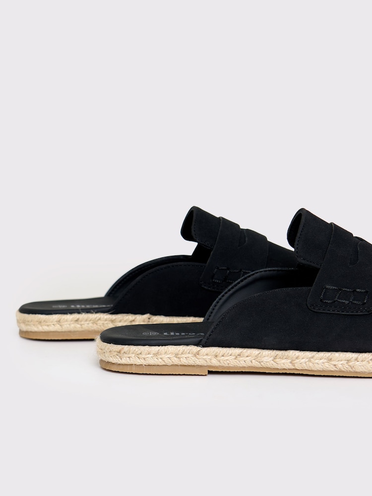 Negro - Threadbare Faux Suede Penny Loafer Sandals - Imagen 4 de 4