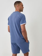 Threadbare Blue Cotton Mock Layer Short Pyjamas Set - Image 2 of 4