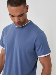 Threadbare Blue Cotton Mock Layer Short Pyjamas Set - Image 4 of 4