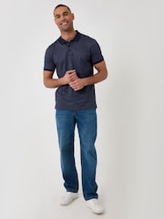 Threadbare Blue Textured Cotton Polo Shirt - Image 2 of 4