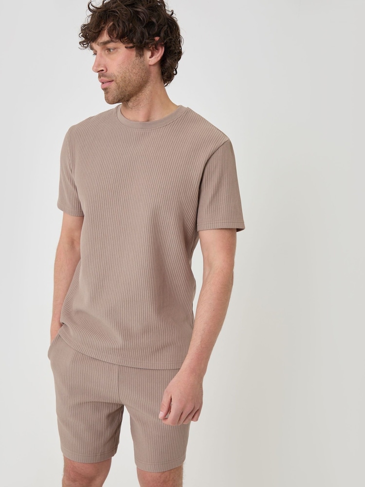 Threadbare Brown Ribbed Shorts - Image 1 of 4