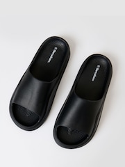 Threadbare Black Chunky Foam Sliders - Image 2 of 4