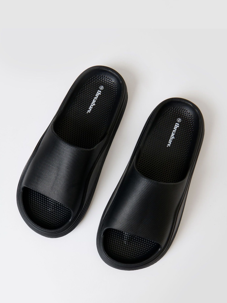 Threadbare Black Chunky Foam Sliders - Image 2 of 4