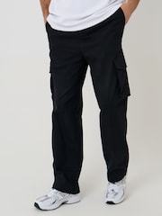 Threadbare Black Baggy Fit Stretch Cotton Cargo Trousers - Image 1 of 6