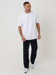 Threadbare Black Baggy Fit Stretch Cotton Cargo Trousers - Image 3 of 6