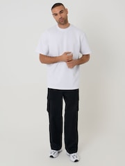 Threadbare Black Baggy Fit Stretch Cotton Cargo Trousers - Image 5 of 6