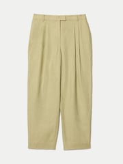 Jigsaw Green Linen Pleat Tapered Trousers - Image 7 of 7