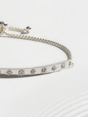 Silver Tone Waterproof Stainless Steel Sparkle Pully Bangle - Image 5 of 5
