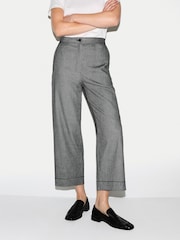 Jigsaw Black Chambray Cropped Trousers - Image 1 of 5
