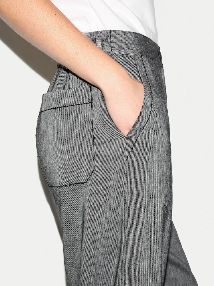 Jigsaw Black Chambray Cropped Trousers - Image 2 of 5 Jigsaw Black Chambray Cropped Trousers - Image 2 of 5