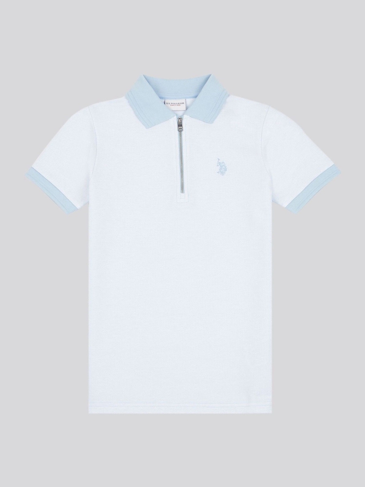 U.S. Polo Assn White Smart Two Tone Zip Polo Shirt - Image 1 of 3