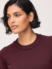 Burgundy Red Supersoft Short Sleeve Knitted Jumper - Image 4 of 7