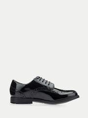 Қара патент - Pri Brogue баумен жабылатын мектеп аяқ киімі F & G Fit - 4суретінің 3 суреті