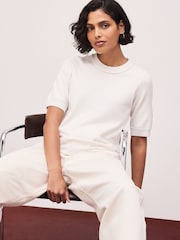 Kapatagan ng Ecru - Supersoft Short Sleeve Knitted Jumper - Larawan 3 ng 5
