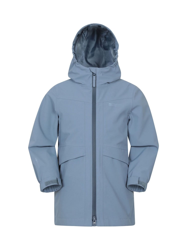 Mountain Warehouse Blue April Kids Long Waterproof Jacket - Image 1 of 7 Mountain Warehouse Blue April Kids Long Waterproof Jacket - Image 1 of 7
