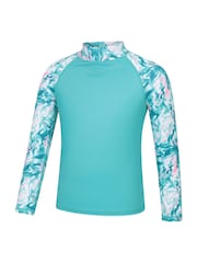 Mountain Warehouse Blue Long Sleeved Printed Kids Rash Vest - Image 2 of 4