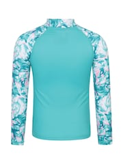Mountain Warehouse Blue Long Sleeved Printed Kids Rash Vest - Image 3 of 4