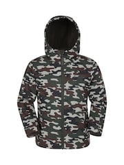 Mountain Warehouse Black Exodus Kids Printed Water Resistant Softshell Jacket - Image 1 of 4