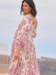 Seraphine Cream Shirred Bodice Maternity Maxi Dress - Image 7 of 9