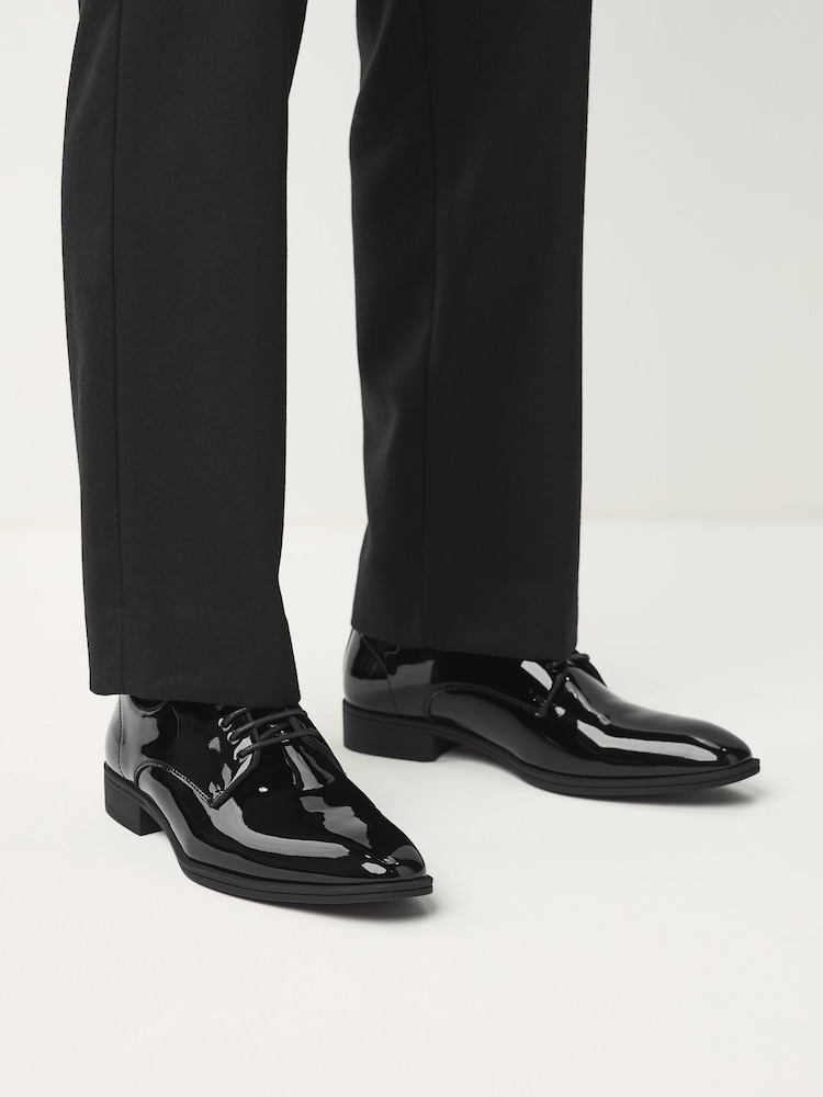 Black Wide Fit Patent Derby Shoes - Image 1 of 8