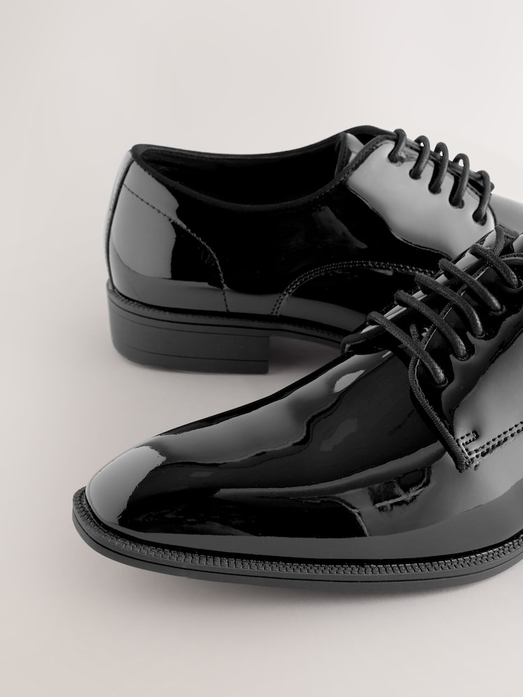 Black Wide Fit Patent Derby Shoes - Image 8 of 8
