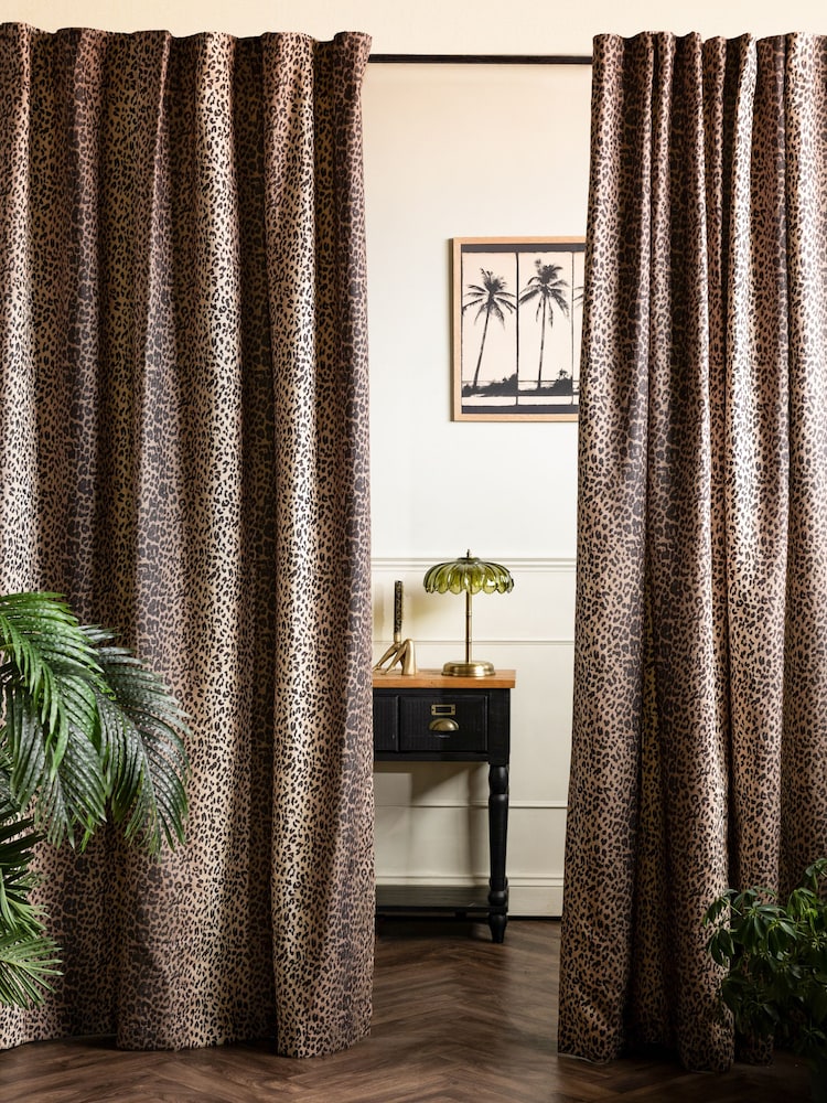 Rockett St George Leopard Love Pencil Pleat Blackout Curtains - Image 1 of 8