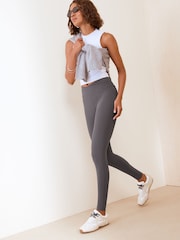 Friends Like These Charcoal Grey Studio Ribbed Wrap Over Yoga Leggings - Image 1 of 5