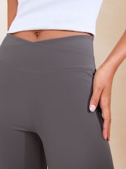 Friends Like These Charcoal Grey Studio Ribbed Wrap Over Yoga Leggings - Image 4 of 5