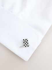 Sølv Racing flag - Novelty Manchetknapper - Billede 1 af 3