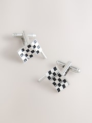 Sølv Racing flag - Novelty Manchetknapper - Billede 2 af 3