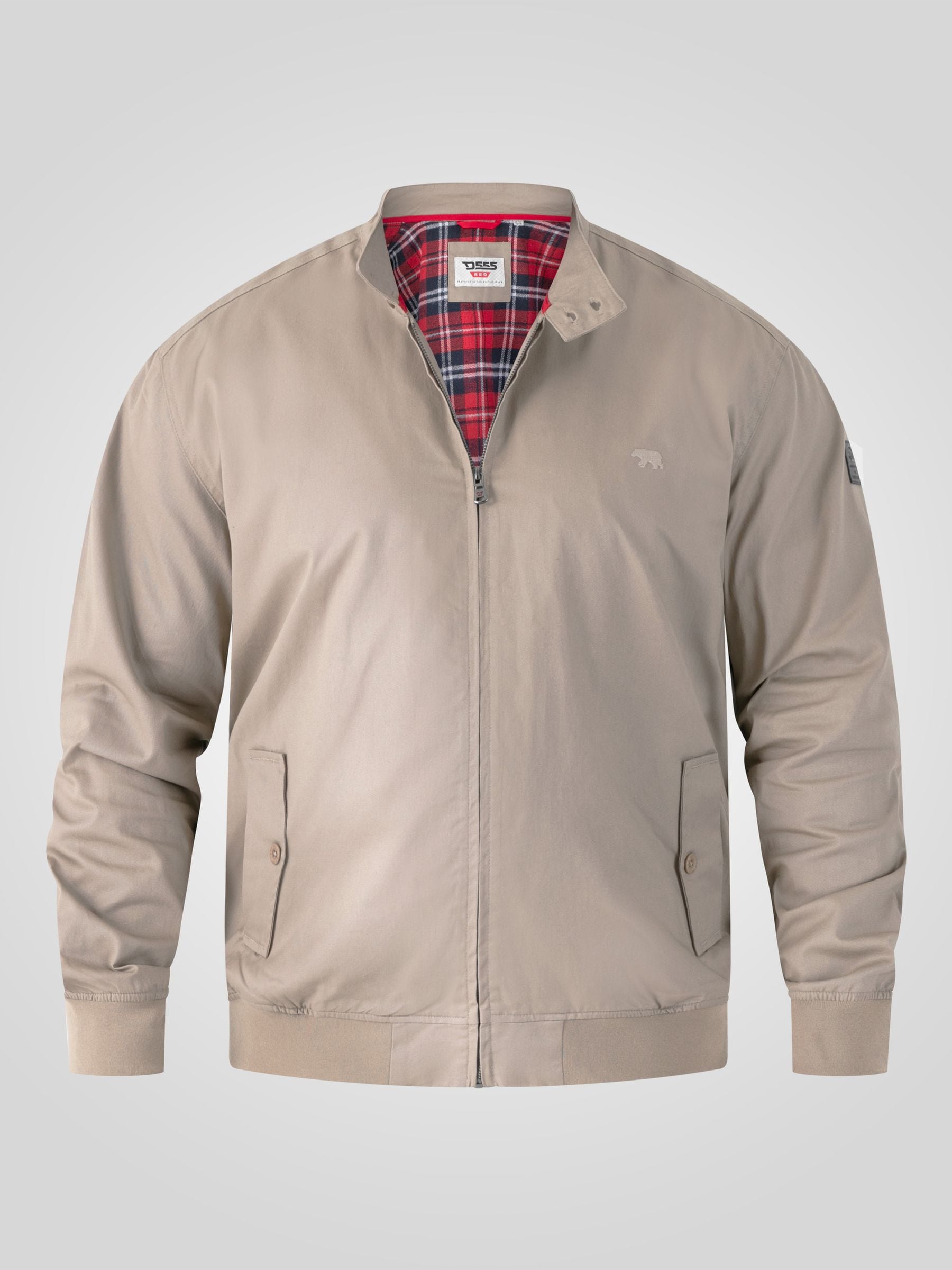 Buy D555 Cream KENT-D555 Cotton Harrington Jacket with Ribbed Hem