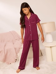 أحمر بورغندي - حزمة Lipsy Jersey Shirt And Long Leg بيجامات (5-16yrs) - صورة 2 من 4