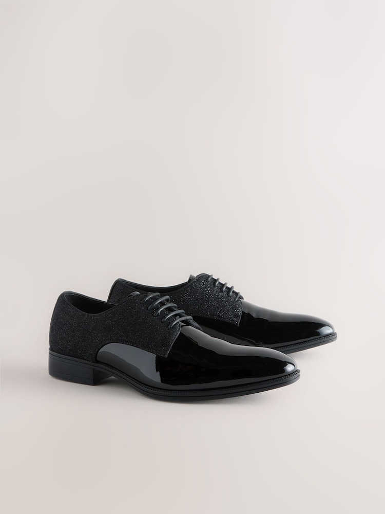 Black Glitter Panel Derby Shoes - Image 2 of 7