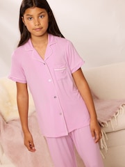 روز وردي - حزمة Lipsy Jersey Shirt And Long Leg بيجامات (5-16yrs) - صورة 4 من 5
