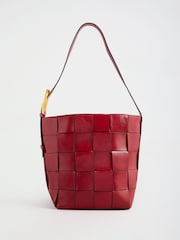 Love & Roses Red Oversized Weave Buckle Shoulder Bag - Image 5 of 8