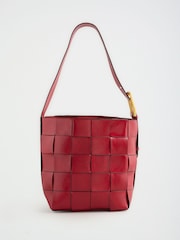 Love & Roses Red Oversized Weave Buckle Shoulder Bag - Image 6 of 8