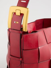 Love & Roses Red Oversized Weave Buckle Shoulder Bag - Image 7 of 8