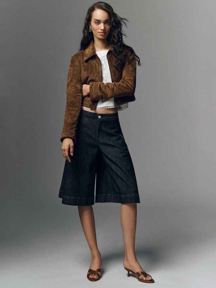 Anthropologie Natural Pilcro Faux-Suede Shrunken Moto Jacket - Image 4 of 4 Anthropologie Natural Pilcro Faux-Suede Shrunken Moto Jacket - Image 4 of 4