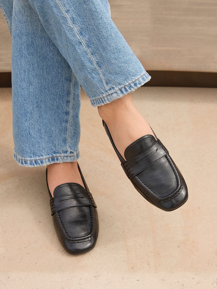 Crno - Linzi Edition Square Toe Penny Loafers - Slika 1 od 6 Crno - Linzi Edition Square Toe Penny Loafers - Slika 1 od 6