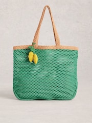 White Stuff Green Lyla Woven Tote Bag - Image 1 of 4