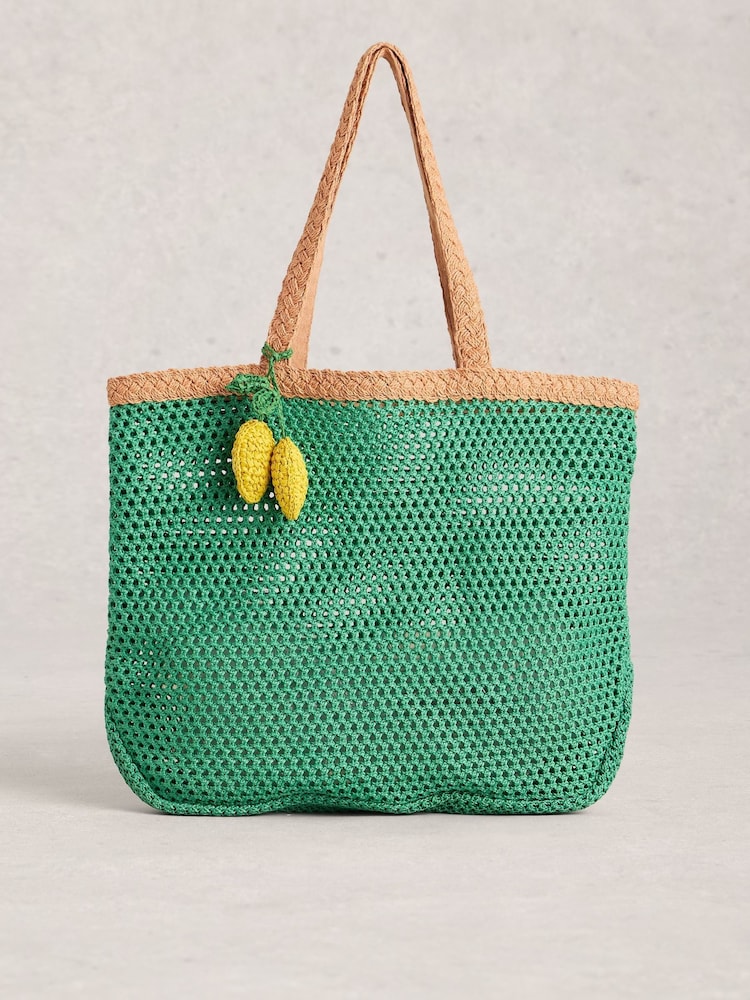 White Stuff Green Lyla Woven Tote Bag - Image 1 of 4