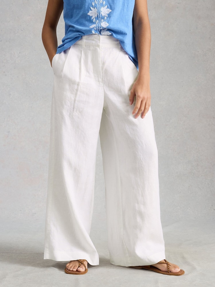 White Stuff White Sasha Wide Leg Linen Trousers - Image 1 of 6 White Stuff White Sasha Wide Leg Linen Trousers - Image 1 of 6