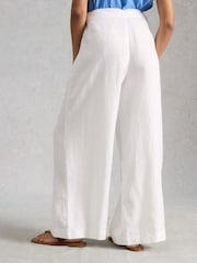 White Stuff White Sasha Wide Leg Linen Trousers - Image 2 of 6