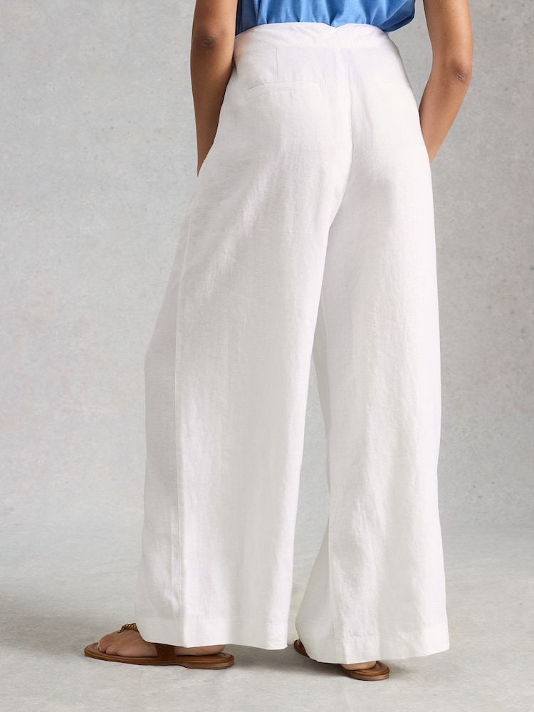 White Stuff White Sasha Wide Leg Linen Trousers - Image 2 of 6 White Stuff White Sasha Wide Leg Linen Trousers - Image 2 of 6