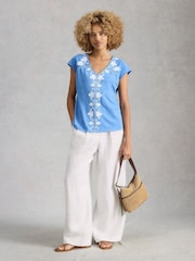 White Stuff White Sasha Wide Leg Linen Trousers - Image 3 of 6
