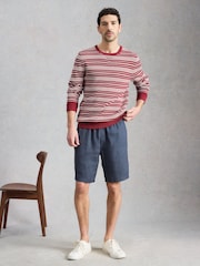 White Stuff Red Attadale Crew Neck Thin Stripe Jumper - Image 1 of 6
