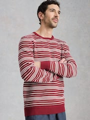 White Stuff Red Attadale Crew Neck Thin Stripe Jumper - Image 2 of 6